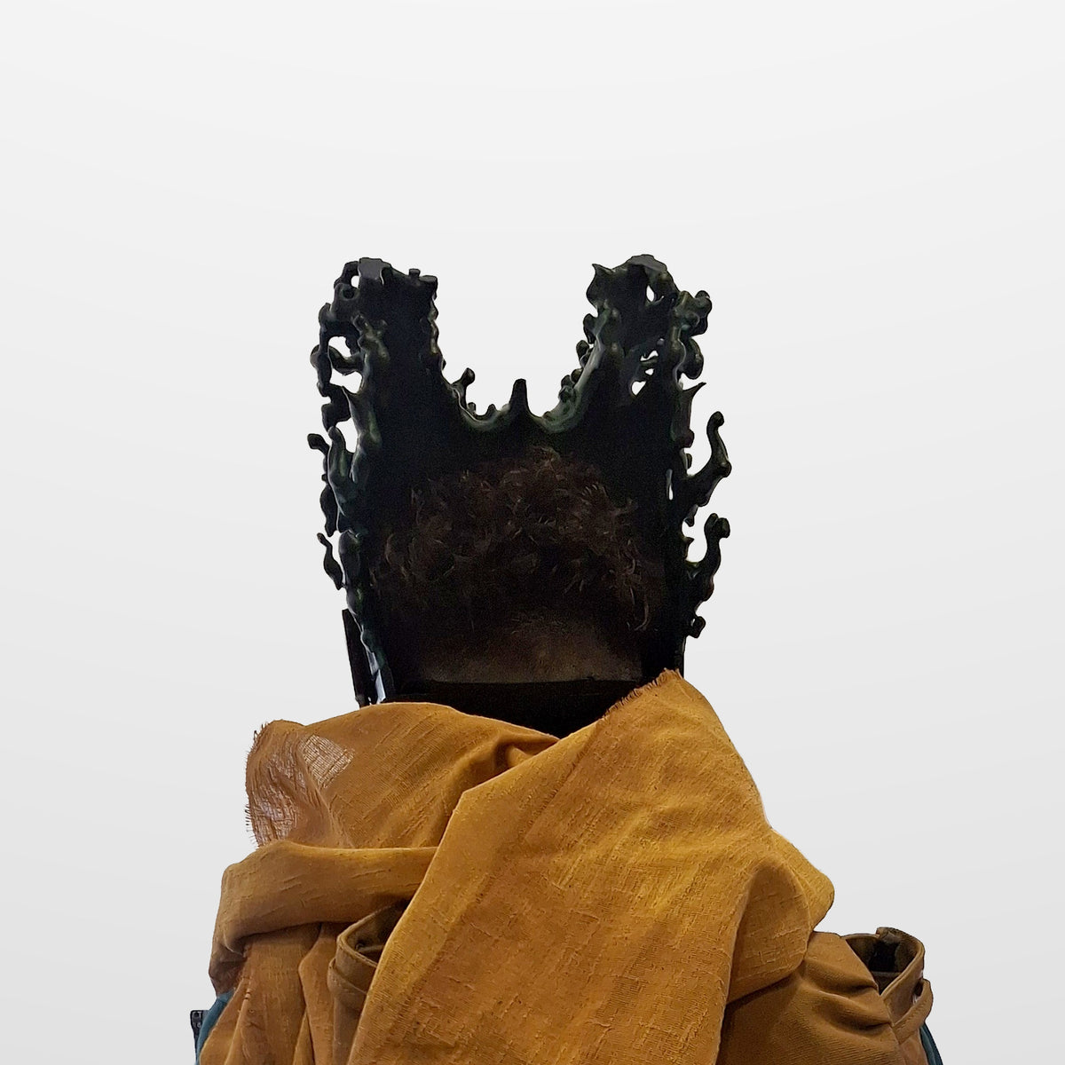 Back view of the Dark Deku helmet's sculpted hair