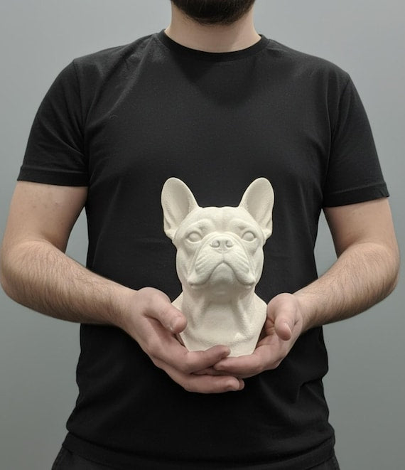 Hand-finished custom pet bust detail
