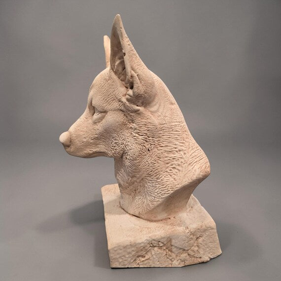 Corgi bust statue angled view